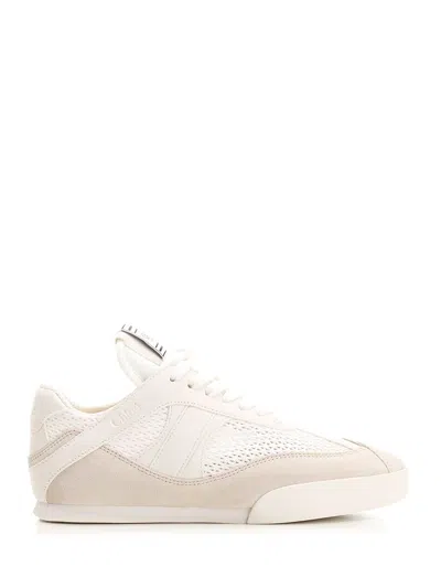 Chloé Kick Low-top Leather Sneakers With Mesh Inserts