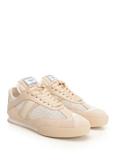 Chloé Kick Leather And Suede-trimmed Mesh Sneakers