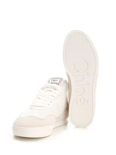Chloé Kick Low-top Leather Sneakers With Mesh Inserts