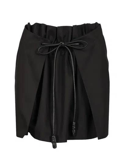 Loewe Cotton And Silk Gabardine Skirt Trousers Black In Black