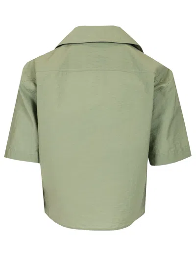 Loewe Cotton Blend Short Sleeve Shirt Shirts Green In Gray