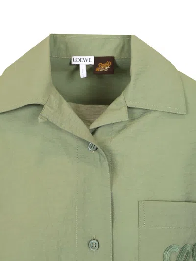 Loewe Cotton Blend Short Sleeve Shirt Shirts Green In Gray