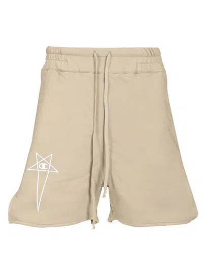 Rick Owens X Champion Cotton Shorts Trousers White In Neutral