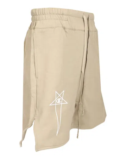 Rick Owens X Champion Cotton Shorts Trousers White In Neutral
