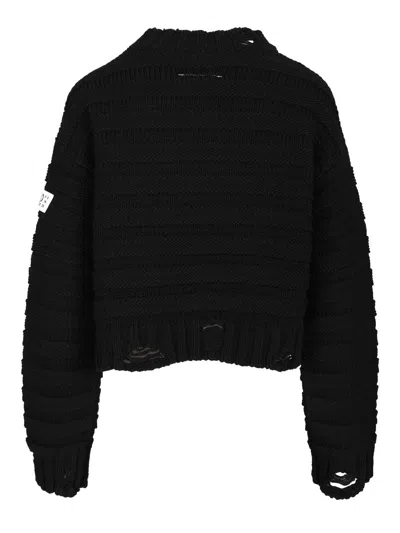 Mm6 Maison Margiela Distressed Wool Sweater In Black
