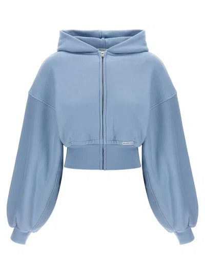 Alexander Wang T Cropped Hoodie Sweatshirt Light Blue In Blue