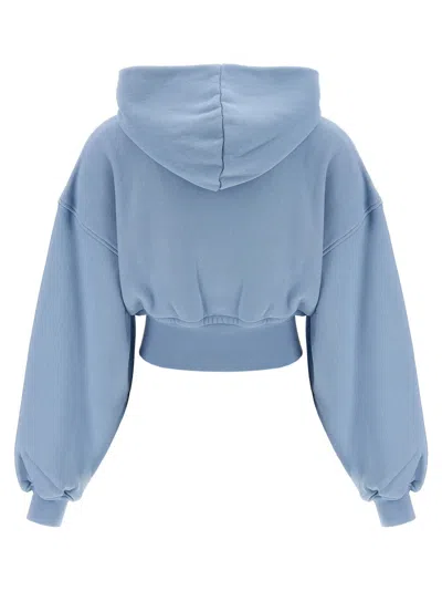 Alexander Wang T Cropped Hoodie Sweatshirt Light Blue In Blue
