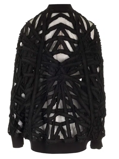 Rick Owens Cropped Jacket In Denim And Tulle Jackets Black In Black