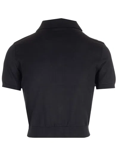 Loewe Cropped Polo Sweater In Silk In Black