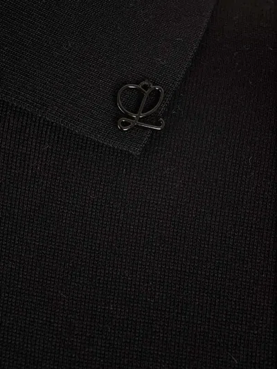 Loewe Cropped Polo Sweater In Silk In Black