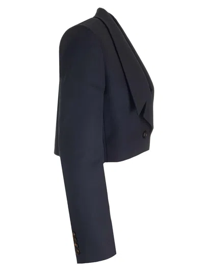 Chloé Tailored Wool Cropped Blazer In Blue