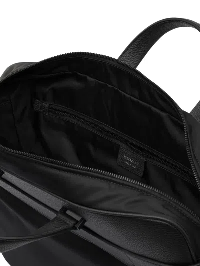 Ferragamo Rectangular Crossbody Bag In Nylon-leather Blend In Black
