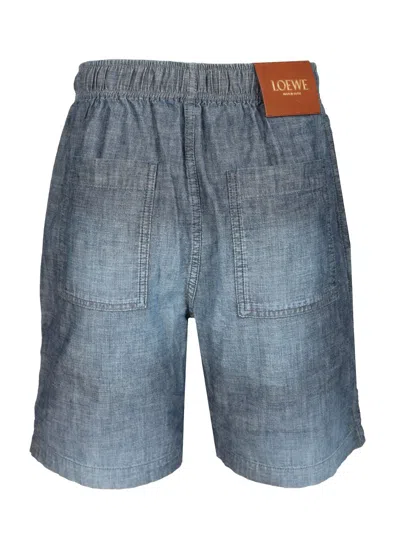 Loewe Bermuda Shorts With Back Pockets And Elastic Waistband In Blue