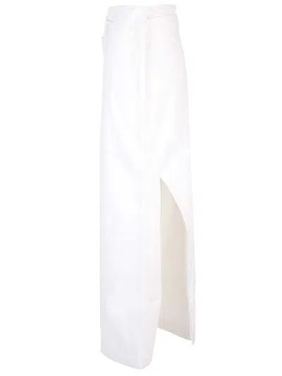 Loewe Cotton Deconstructed Midi Skirt In White