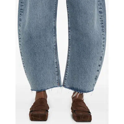 Frame Bubble Crop High Waist Wide-leg Jeans In Blue