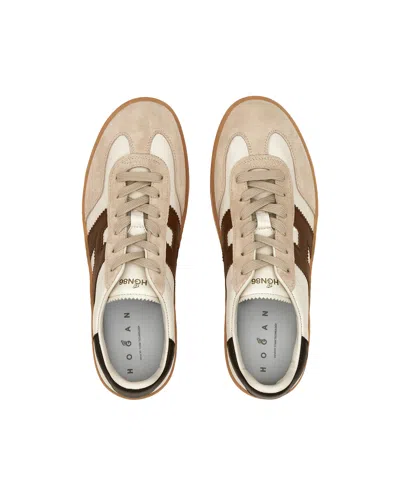 Hogan Cool Smooth And Suede Leather Sneakers Shoes In Brown