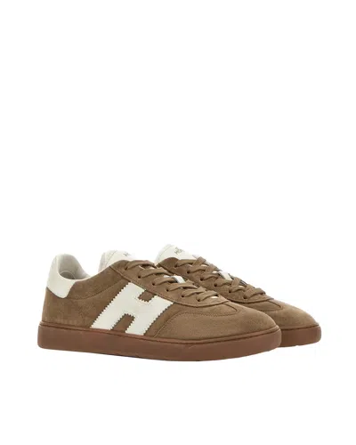Hogan Cool Beige Suede Sneakers In Brown