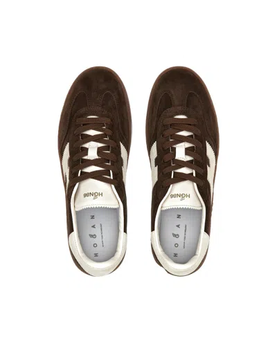 Hogan Rubber Sole Suede Finish Sneakers In Brown