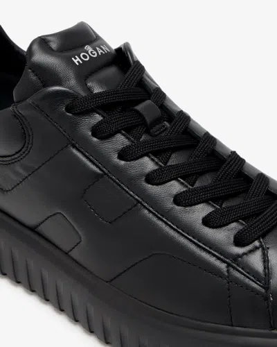 Hogan Leather H-stripes Tread Sneakers In Black