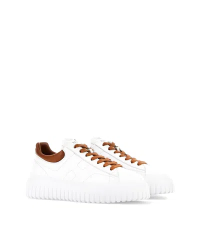 Hogan White Leather Sneakers With Sole In White