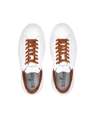 Hogan White Leather Sneakers With Sole In White