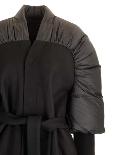 Rick Owens Duvetina Long Coat Crafted In Black