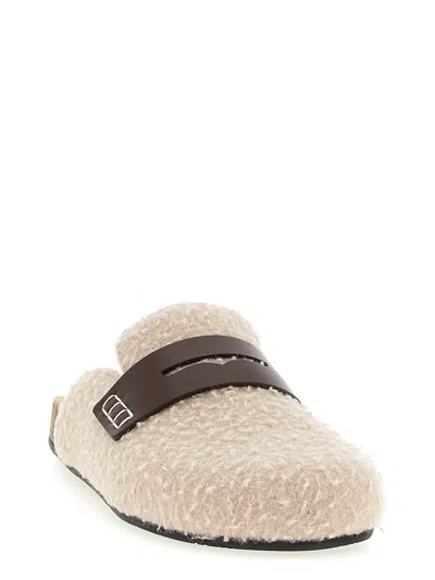 Jw Anderson J. W. Anderson 'felt Loafer' Mules In Neutral
