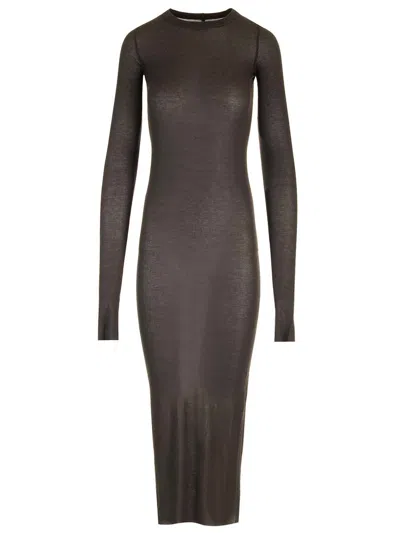 Rick Owens Fitted Jersey Dress Dresses Brown In Black