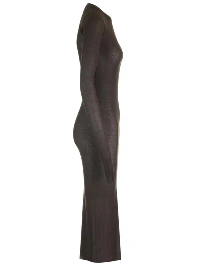 Rick Owens Fitted Jersey Dress Dresses Brown In Black