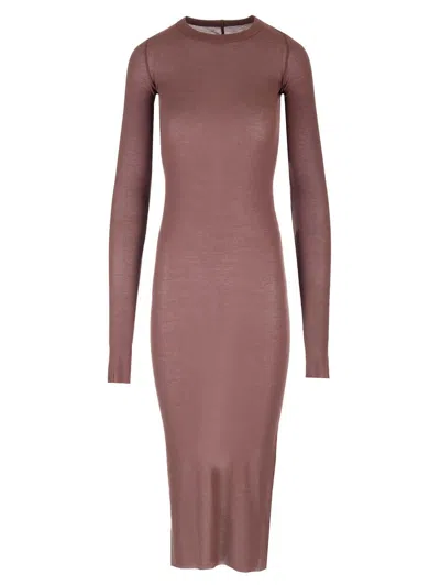 Rick Owens Fitted Jersey Dress Dresses Brown In Brown