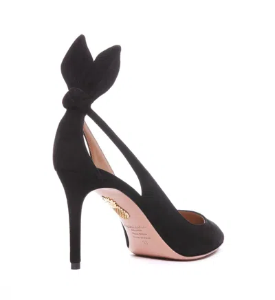 Aquazzura Bow Tie 105mm Leather Pumps In Black