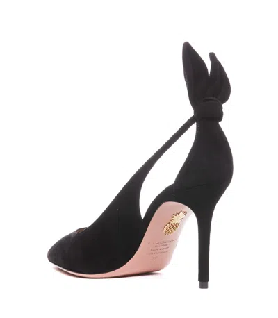 Aquazzura Bow Tie 105mm Leather Pumps In Black