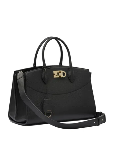 Ferragamo Textured Leather Shoulder Bag In Black
