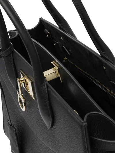 Ferragamo Textured Leather Shoulder Bag In Black