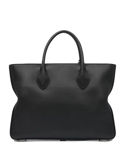 Ferragamo Structured Black Shoulder Bag In Black