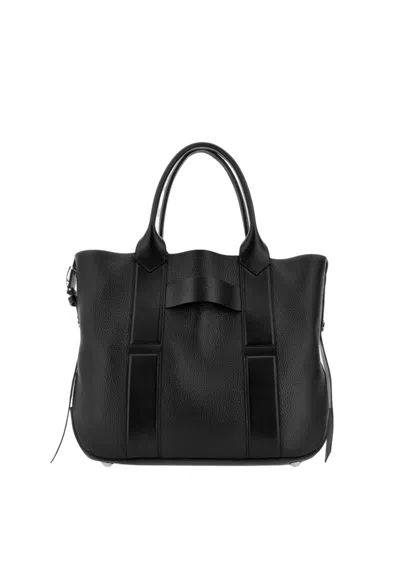 Hogan Script Medium Leather Tote Bag In Black