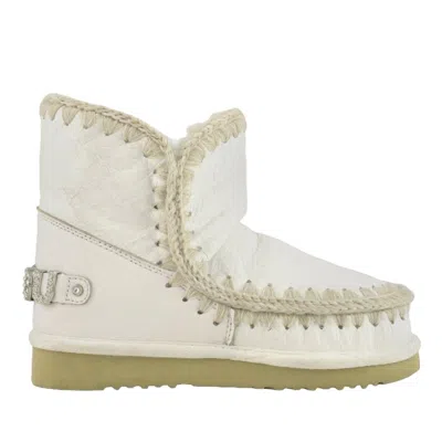 Mou Women's Boots  - Eskimo 18 Rhinestones Logo - White