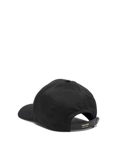 Tom Ford Black Baseball Cap With Logo Embroidery On The Front And Logo Lettering On The Rear In Cotton Man