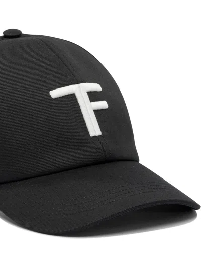 Tom Ford Black Baseball Cap With Logo Embroidery On The Front And Logo Lettering On The Rear In Cotton Man