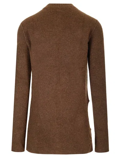 Rick Owens High Neck Sweater In Alpaca Knitwear Brown In Brown