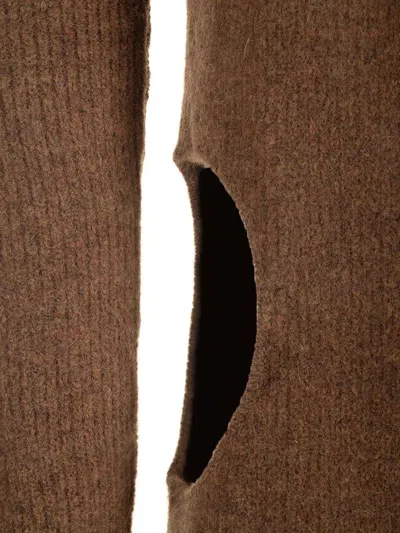 Rick Owens High Neck Sweater In Alpaca Knitwear Brown In Brown