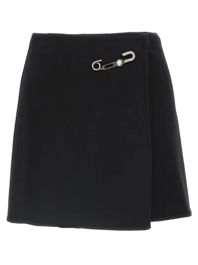 Ermanno Scervino Jewel-embellished Virgin-wool Skirt In Black