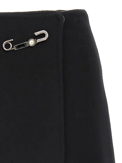Ermanno Scervino Jewel-embellished Virgin-wool Skirt In Black