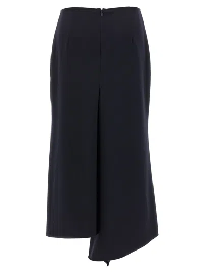 Victoria Beckham Navy Blue Kick Detail Skirt In Blue