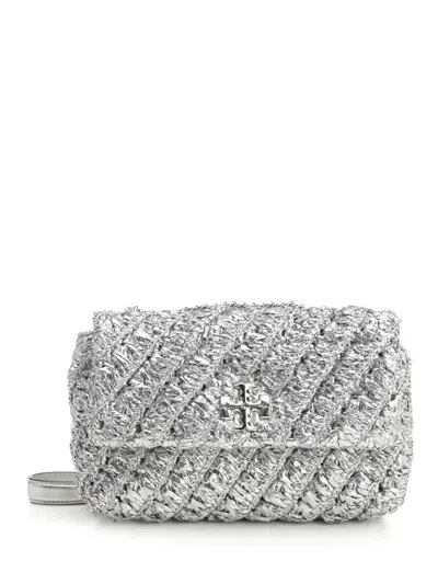 Tory Burch Kira Woven Small Convertible Shoulder Bag Shoulder Bags Grey