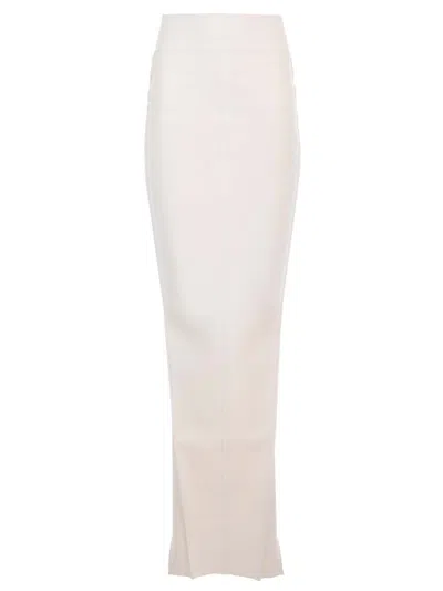 Rick Owens Knit Fitted Long Skirt Jackets White In Neutral