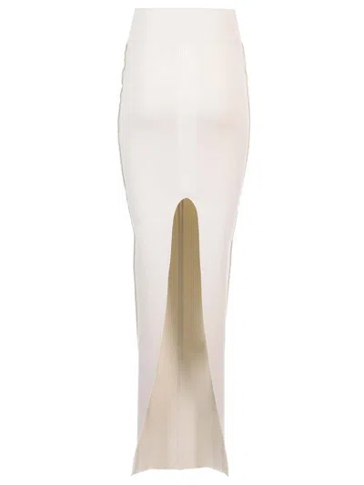 Rick Owens Knit Fitted Long Skirt Jackets White In Neutral
