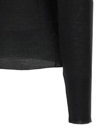Ermanno Scervino Sheer Turtleneck Lace Sweater With Long Sleeves In Black