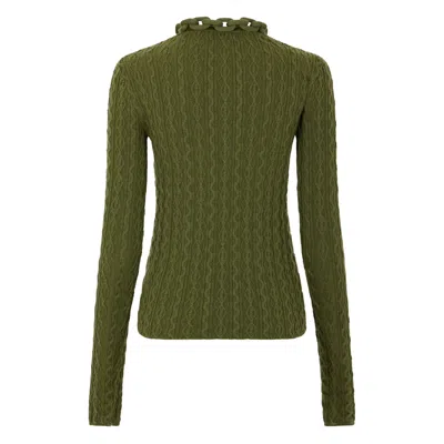 Rabanne Textured Knit Sweater With Braided Detail In Green