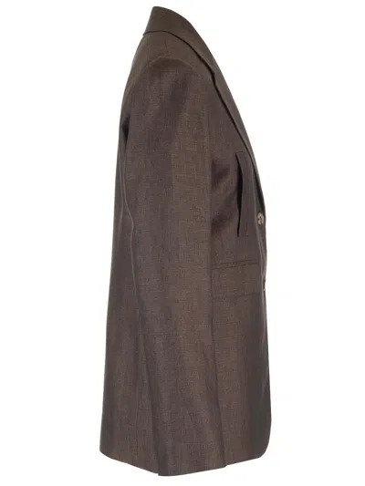 Loewe Linen Single-breasted Tailored Jacket Jackets Brown